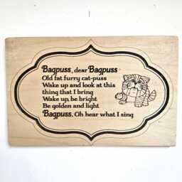 Lovely Bagpus Engraved Wooden Wall Art, Cat Character Poem Wood Hanging Picture, Tv Decorative Home Room Decoration - thumbnail 1