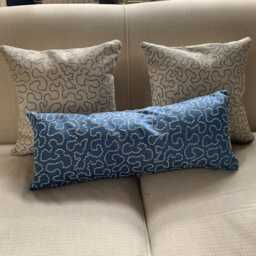 Linwood Wiggle in Cornflower - Reversed - Classic Square Cushion 42 X 42cm - thumbnail 4