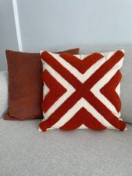 Handmade Punch Needle Pillow Cover - Textured Tufted Cushion 16x16 - thumbnail 1