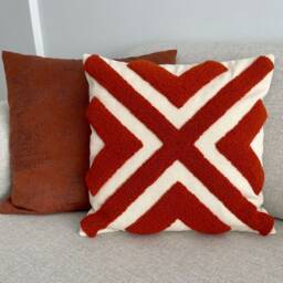 Handmade Punch Needle Pillow Cover - Textured Tufted Cushion 16x16 - thumbnail 3