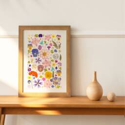 Pressed Flower Art Print -A4 - Poster Botanical Decor Wall Hanging Office Bedroom - thumbnail 2