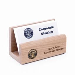 Personalized Maple Business Card Holder - Laser Engraved - thumbnail 2