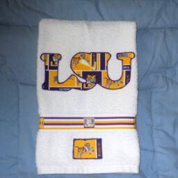 Lsu Tigers Appliqued Bathroom Hand Towel College Sports Decor - thumbnail 2