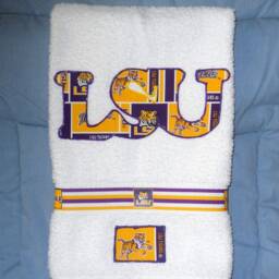 Lsu Tigers Appliqued Bathroom Hand Towel College Sports Decor - thumbnail 3