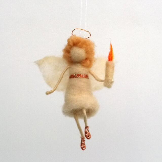 Angel Ornament Christmas Figurine Felt Fairy Hanging Baptism Gift Christening Baby Doll Candle Wool Waldorf Eco Friendly - image 1