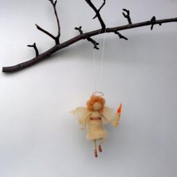 Angel Ornament Christmas Figurine Felt Fairy Hanging Baptism Gift Christening Baby Doll Candle Wool Waldorf Eco Friendly - thumbnail 3