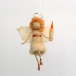 Angel Ornament Christmas Figurine Felt Fairy Hanging Baptism Gift Christening Baby Doll Candle Wool Waldorf Eco Friendly