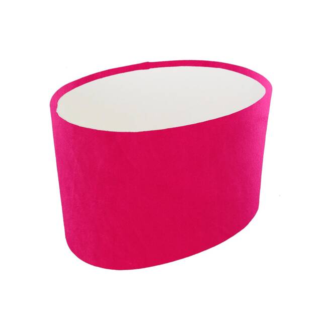 Oval Cerise Pink Lampshade in Velvet With White Lining - image 1