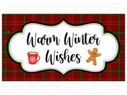 Warm Winter Wishes Christmas Sign, Christmas Wreath Sign, Xmas UK Attachment - thumbnail 1