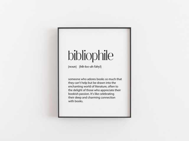 Bibliophile Definition Print - Book Lover Wall Art Literary Gift For Readers & Writers Christmas Present Bibliophiles - image 1