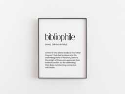 Bibliophile Definition Print - Book Lover Wall Art Literary Gift For Readers & Writers Christmas Present Bibliophiles - thumbnail 1