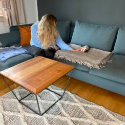 Side Table - Coffee Table, Living Room Furniture, Handmade With Iron, Modern Living, Cherry Wood, Walnut, Stylish Gift - thumbnail 3