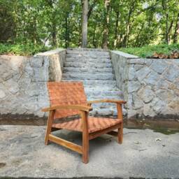 strap Teak Chair With Armrest - thumbnail 4