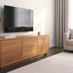 Contemporary Hardwood Sideboard - Modern Storage With Push Open Drawers Handmade Minimalist Unit Solid Oak Walnut Dresser - thumbnail 2