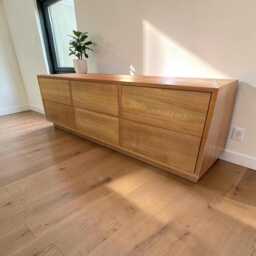Contemporary Hardwood Sideboard - Modern Storage With Push Open Drawers Handmade Minimalist Unit Solid Oak Walnut Dresser - thumbnail 3