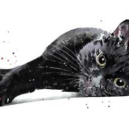 Black Cat Print 17x12cm - White Rustic Frame - Mysterious Feline Wall Art, Gift For Lovers - thumbnail 2