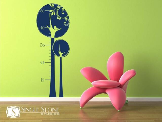 Nursery Growth Chart Wall Decal Swirly Tree - Vinyl Stickers Art Custom Home Decor - image 1