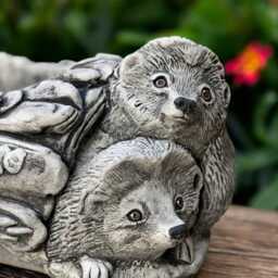 Concrete Hedgehog Planter Pot Stone Garden Log Sculpture Cement Figurine Outdoor Animal Flower Hedgehog Decor Gift - thumbnail 4