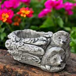Concrete Hedgehog Planter Pot Stone Garden Log Sculpture Cement Figurine Outdoor Animal Flower Hedgehog Decor Gift - thumbnail 1