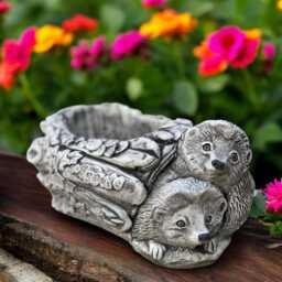 Concrete Hedgehog Planter Pot Stone Garden Log Sculpture Cement Figurine Outdoor Animal Flower Hedgehog Decor Gift - thumbnail 3