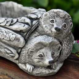 Concrete Hedgehog Planter Pot Stone Garden Log Sculpture Cement Figurine Outdoor Animal Flower Hedgehog Decor Gift - thumbnail 2