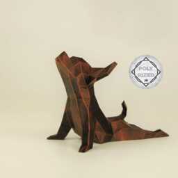 Cute Chihuahua Yoga Figurine, Hand Painted Low Poly Dog Sculpture, Unique Gift For Lovers & Pet Owners, Interior Design Office Decor - thumbnail 2