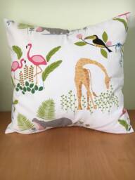 Zoo Flamingo Giraffe Hippo Cushion Cover - thumbnail 1