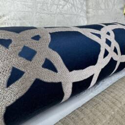 Luxury Navy Bed Cushion, Geometric Design Modern Pillow For Sofa Bed, Designer 16x6 - thumbnail 4