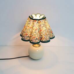 Handmade Floral Fabric Table Lamp Scallop Shade, Ceramic Base-115# - thumbnail 1