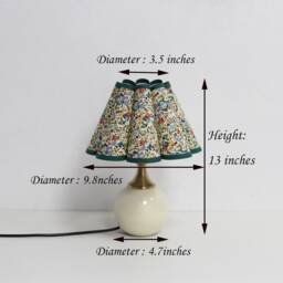 Handmade Floral Fabric Table Lamp Scallop Shade, Ceramic Base-115# - thumbnail 2