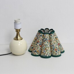 Handmade Floral Fabric Table Lamp Scallop Shade, Ceramic Base-115# - thumbnail 3