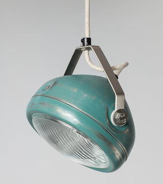 No.5 Vintage Headlight in Aqua - Hanging Lamp Spotlight Industrial Lighting - image 1