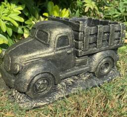 stone Garden American Truck Lorry Planter Plant Pot Detailed Gold Concrete Ornament