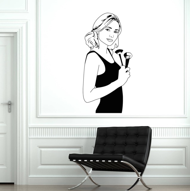 Makeup Artist Vinyl Wall Decal Beauty Salon Stylist Woman Cosmetics Stickers Mural - #2611Di - image 1