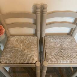 2 X Rattan Wicker Bar Stools Wooden Farmhouse Country - thumbnail 3