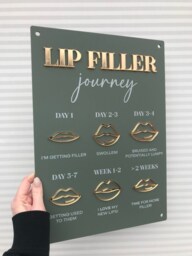 Lip Filler Journey Acrylic Sign - Salon Decor, A3 - thumbnail 1