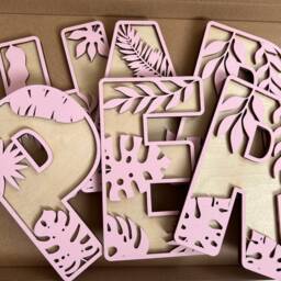 Tropical Leaf Name Sign - Personalised Wall Wooden Custom Safari Nursery Decor Art Jungle Theme - thumbnail 3