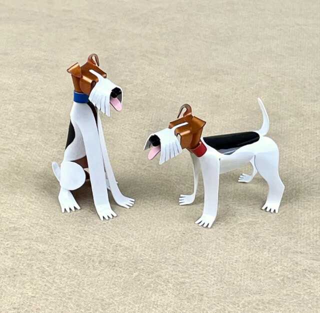 Wire Fox Terrier Handmade Copper Sculpture Miniature Collectible Dog Art Figurine - image 1