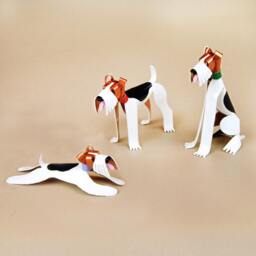 Wire Fox Terrier Handmade Copper Sculpture Miniature Collectible Dog Art Figurine - thumbnail 2