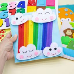 Quiet Book Pages in A Bag Montessori Sensory Board, Fidget Toy - thumbnail 3