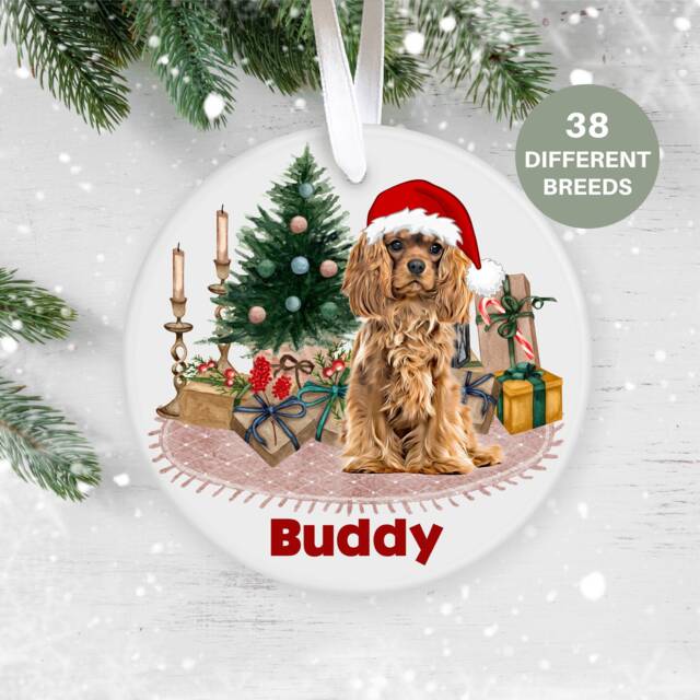 Cavalier King Charles Spaniel, Personalised Christmas Ornament, Tree Custom Dog Pet Lover Personalized Bauble - image 1