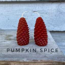 Beeswax Pine Cone Candles - Set Of 2 Natural Yellow Holiday Decor - thumbnail 3