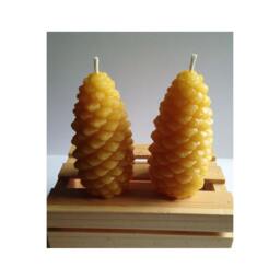 Beeswax Pine Cone Candles - Set Of 2 Natural Yellow Holiday Decor