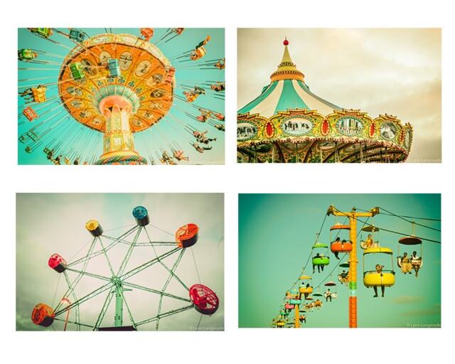 Blue & Yellow Nursery Print Set - Of 4 Photographs Carnival Wall Art Nursery Photography Kids Decor Prints 8x10 Photo 5x7 - image 1