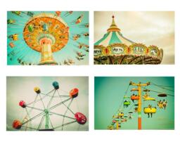 Blue & Yellow Nursery Print Set - Of 4 Photographs Carnival Wall Art Nursery Photography Kids Decor Prints 8x10 Photo 5x7 - thumbnail 1