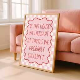In This House We Laugh At Things, Funky Wall Art, Kitchendecor, Eclectic Art Poster, Retro Art, Home Decor, Trendy Bedroom Decor Print - thumbnail 2