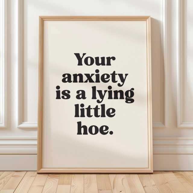 Funny Mental Health Quote Art Print, Cream & Black Wall Decor - image 1