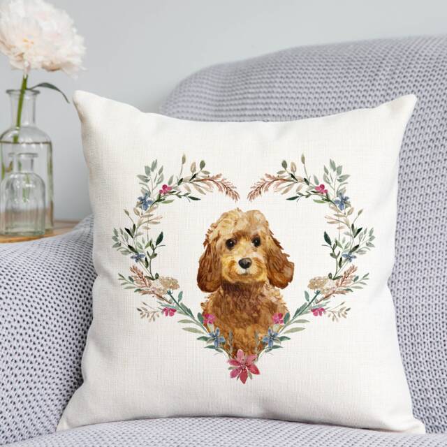 Floral Cockapoo Cushion