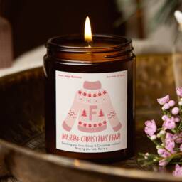 Personalised Christmas Jumper Candle Stocking Filler Gift, Soy Wax - thumbnail 1