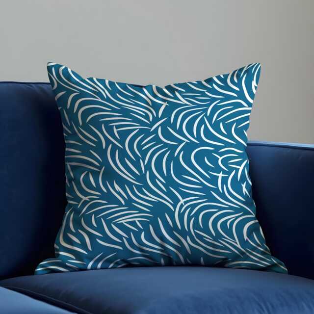 Teal Abstract Cushion Cover, Modern Line Pattern Pillow Case, Contemporary Sofa Decorative Throw Pillowcase - image 1
